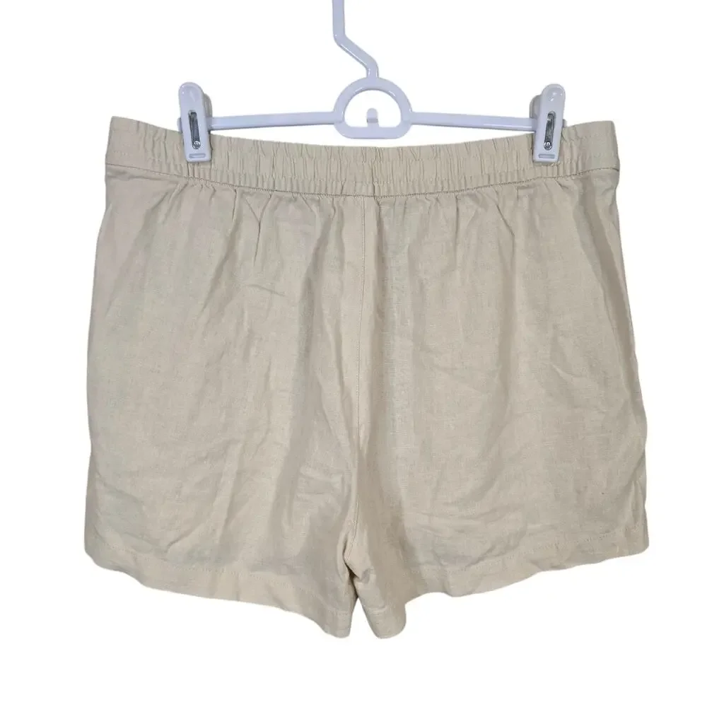 NEW NWT Women's J. Crew Cream Linen Blend Pull On Shorts | Size Small